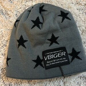 Vbiger gray star very warm fur lined beanie winter hat- fits most kids